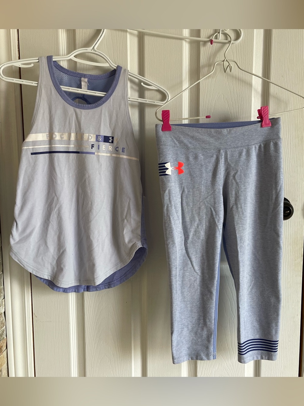 Under Armour Lavender Athletic Tank & Cropped Leggings Set